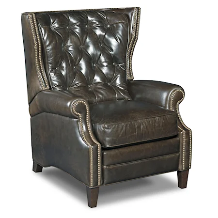 Reclining Wing Chair with Button Tufting and Nailheads